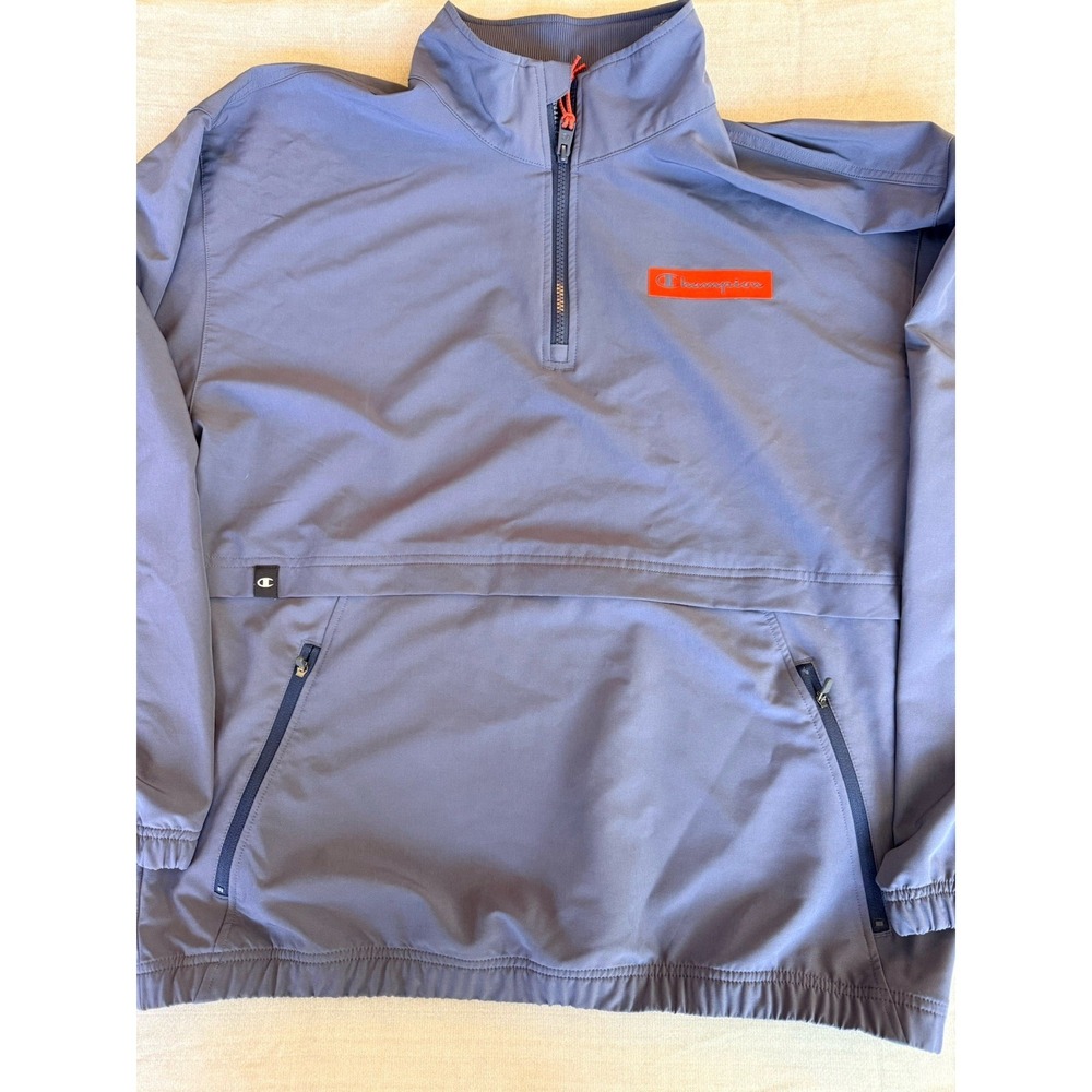 Champion 1/4 Zip Pullover Jacket Men's XL Blue Athletic Windbreaker